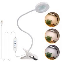 Tigrezy - Schreibtischlampe, Klemmlampe 3 Leuchtmodi & 10 Dimmstufen, Klemm-Leseleuchte zum Lesen und Arbeiten, Schreibtischlampe mit USB-Ladegerät,