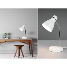 Reality Leuchten - Schreibtischleuchte Harvey Flexibel, Chrom & Metallschirm Weiß, 33cm