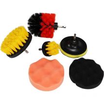 Schrubber Bürstenaufsatz Set 6tlg Reinigungsbürsten für Bohrmaschinen mit Polierpads
