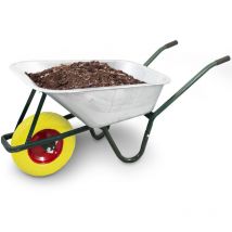 Bituxx - Schubkarre 100L / 250Kg Schubkarren Schiebkarre Bauschubkarre Verzinkt mit pu Rad 4.80/4.00-8 mit Achse (Gelb)