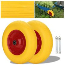 Schubkarrenrad mit Achse Räder Vollgummi Ersatzrad Reifen 4.80/4.00-8 390 mm PU Schubkarrenrad 2X