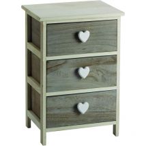 Paulownia Holz Kommode 40x29x58h cm 3 Schubladen W/Kern weiß/grau - King Home