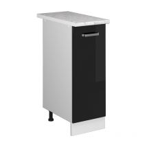 Apothekerschrank R-Line, Schwarz Hochglanz, 30 cm , AP Marmor, Vicco