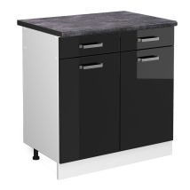 Küchenunterschrank R-Line, Schwarz Hochglanz, 80 cm , ap Anthrazit Vicco