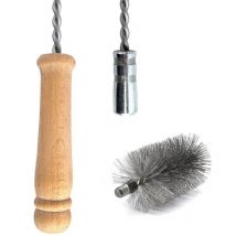 Schubstange Kesselstab starr Holzgriff M12 Länge 100cm + 80 mm Heizkesselbürste Kesselbürsten Ofenbürste Ofenrohr reinigen Reinigungsbürste
