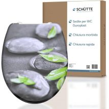 Sedile wc stones con abbassamento automatico, coperchio wc con motivo e chiusura rapida per la pulizia, coperchio wc in Duroplast (carico massimo 150