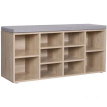 Schuhbank mit 10 Nischen Holzdekor - L104 cm
