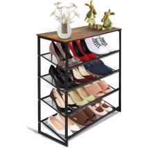 Schuhregal, 5-stufiger Schuhschrank, Schuhregal, flach oder schräg, Aufbewahrungsregal für Eingangsbereich, Wohnzimmer, Schlafzimmer, Flur,