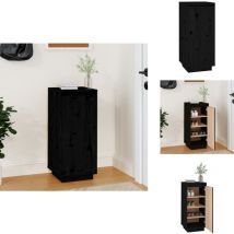Vidaxl - Schuhschrank Schwarz 35x35x80 cm Massivholz Kiefer - Schuhschrank - Holzschoenschrank - Schuhregal - Garderobe - Einbauschrank