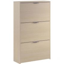 Schuhschrank Escondido, Schuhschrank mit 3 Klapptüren, Schrank mit doppelter Kapazität für bis zu 18 Paar Schuhe, cm 70x17h180, Eiche