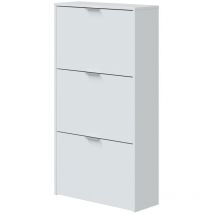 Habitdesign Schuhregal 3-türig, Schmales Schuhregal, Farbe: White Gloss, Maße: 60 cm (L) x 113 cm (H) x 22 cm (T)