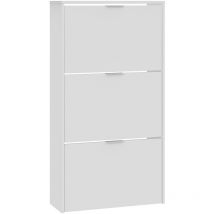 Schuhschrank 3 Türen Rubi Weiß Hochglanz, 60 cm x 22 cm x 113 cm
