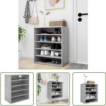 The Living Store Schuhschrank Betongrau 60x35x70 cm Holzwerkstoff - Schuhschrank - Schuhregal - Aufbewahrung - Garderobe - Eingangsbereich