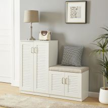 [en.casa] - Schuhschrank Løten mit Sitzbank 120x36x97cm Weiß
