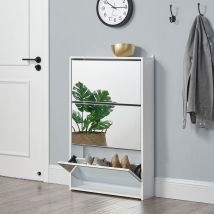 Schuhkipper Lund 102,5 x 63 x 17 cm Verspiegelt Weiß en.casa