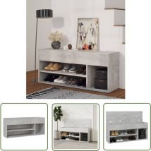 The Living Store Schuhbank Betongrau 105x30x45 cm Holzwerkstoff - Schuhbank - Schuhregal - Garderobe - Aufbewahrungsbox - Eingangsbereich