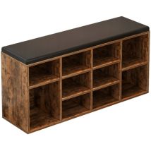 Schuhschrank mit Sitz retro braun 104CM