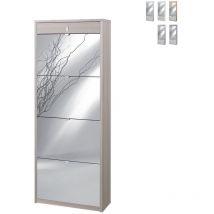 Schuhschrank mit vier Spiegeltüren und einer oberen Schublade Helle Ulme 63x29x H164 cm