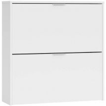 Schuhschrank Louisville, Schuhschrank mit 2 Klapptüren, Schuhregal mit niedrigem Einstieg, Ein niedriges Möbelstück, cm 75x22h76, Weiß