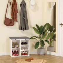 Schuhschrank, Schuhbank, verstellbare Regale, 5 Fächer, für Flur Wohnzimmer, 50,8 x 30 x 53 cm, grau