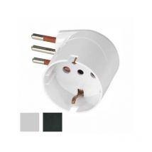 Adaptateur Schuko 10A 2P+T Blanc 90° Rosi