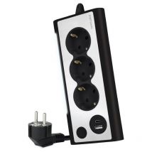 Steckdosenleiste mit Schalter nanokabel 10.37.0013-bk/ 3 Steckdosen/ 1 usb/ 1 usb typ c/ schwarz