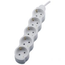 Multipresa Schuko 5 prese - Cavo 1,5m - Bianco - IP20 - 250V AC