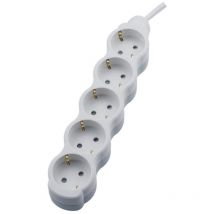 Schuko 5 sockets - Cable 3m - Blanco - IP20 - 3x1.5mm2 - 250V ac