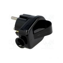 Schuko Red Plug Macho 4,8mm Angled 16a/250v Colour Black Wt-16u/z/bk
