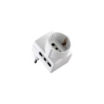 Electraline - Adaptateur triple prise 70066 prise gain de place 2x2P + t 16A schuko bypass. 1X2P + t schuko