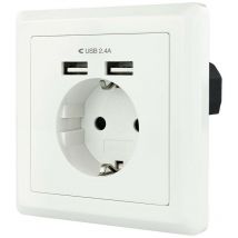 Schuko-Steckersockel mit 2 USB-Buchsen