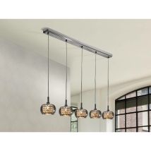 Schuller Ari - Specchio a sospensione a soffitto in cristallo a 5 luci, G9