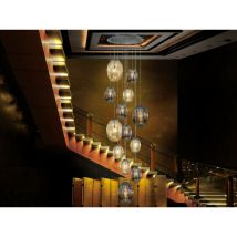 Schuller Ovila Modern Cluster Drop 13 Light LED Pendant Light, Oval Smoke & Cognac Shades