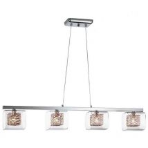 Schuller Lios - Sospensione a soffitto con barra di cristallo a 4 luci Cromo, rame, G9