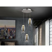 Schuller Nebula - Integrated LED 3 Light Crystal Cluster Drop Ceiling Pendant Chrome