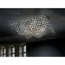 Schuller - Sat - 5 Light Crystal Flush Ceiling Light Chrome, G9