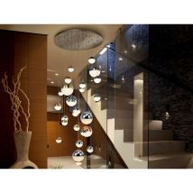 Schuller Sphere - Dimmable 27 Light Integrated LED Light Pendant Light Cluster Drop, Chrome Copper, Satin Brass, Bluetooth control