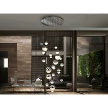 Schuller Lighting - Schuller Sphere - Dimmerabile a 27 luci a led integrate con luce a sospensione a grappolo, cromo, controllo Bluetooth