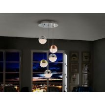 Schuller Lighting - Schuller Sphere - Integrated led Dimmable Cluster Drop Ceiling Pendant with Remote Control Chrome, Brass, Copper