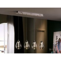 Schuller Lighting - Schuller Taccia - Sospensione a soffitto con barra di cristallo a led integrata a 4 luci cromata