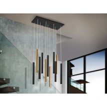 Schuller Varas - Lampada a sospensione a grappolo a goccia, oro lucido, nero opaco