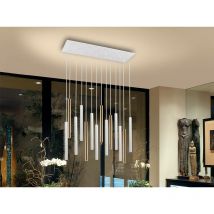 Schuller - Varas - Lampadario led integrato a 14 luci dimmerabile a sospensione a soffitto a goccia, bianco opaco, oro