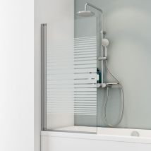 Schulte - Duschwand 1-teilig Schwenkbar - Breite: 70 Cm, Höhe: 130 Cm, Glas: 5 Mm Sicherheitsglas Dekor Querstreifen, Profil: Alu Natur
