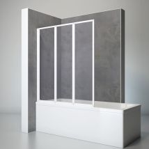 Badewannenfaltwand 3-teilig faltbar - Breite: 127 cm, Höhe: 140 cm, Glas: Kunstglas Tropfen Dekor, Profil: Alpin Weiß - Schulte