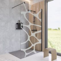 Duschwand Walk In, 6 Mm Sicherheitglas (esg) Dekor Wave, Farbe: Mattschwarz, Größe: 120x200 Cm, Mit Fixil-glasbeschichtung Nano Versiegelung - Schulte