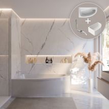 Eckbadewanne Baia - 160x90 Cm, Aus Hochwertigem Sanitäracryl, Weiß Glänzend, Komplett Set Inkl. Wannenträger Und Ablauf, Version Links - Schulte