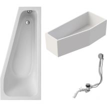 Schulte - Eckbadewanne Riva - 170x75 cm, aus hochwertigem Sanitäracryl, Weiß glänzend, Komplett Set inkl. Wannenträger und Ablauf, Version rechts