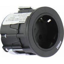 Evoline - One Einbau Steckdose mit Abdeckring ø 59 mm 230V, Kunststoff schwarz