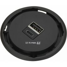 Evoline - One USB-Charger 2-fach Typ a+c, Einbau Buchse ø 59 mm, ks schwarz