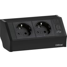V-dock Steckdosenelement 2xschuko, Usb-a + C Charger Schwarz - Tischsteckdose, 2 Schukosteckdosen, 1 Usb-a- + 1 Usb-c-charger, Schwarz, Max. 3500w, 1 